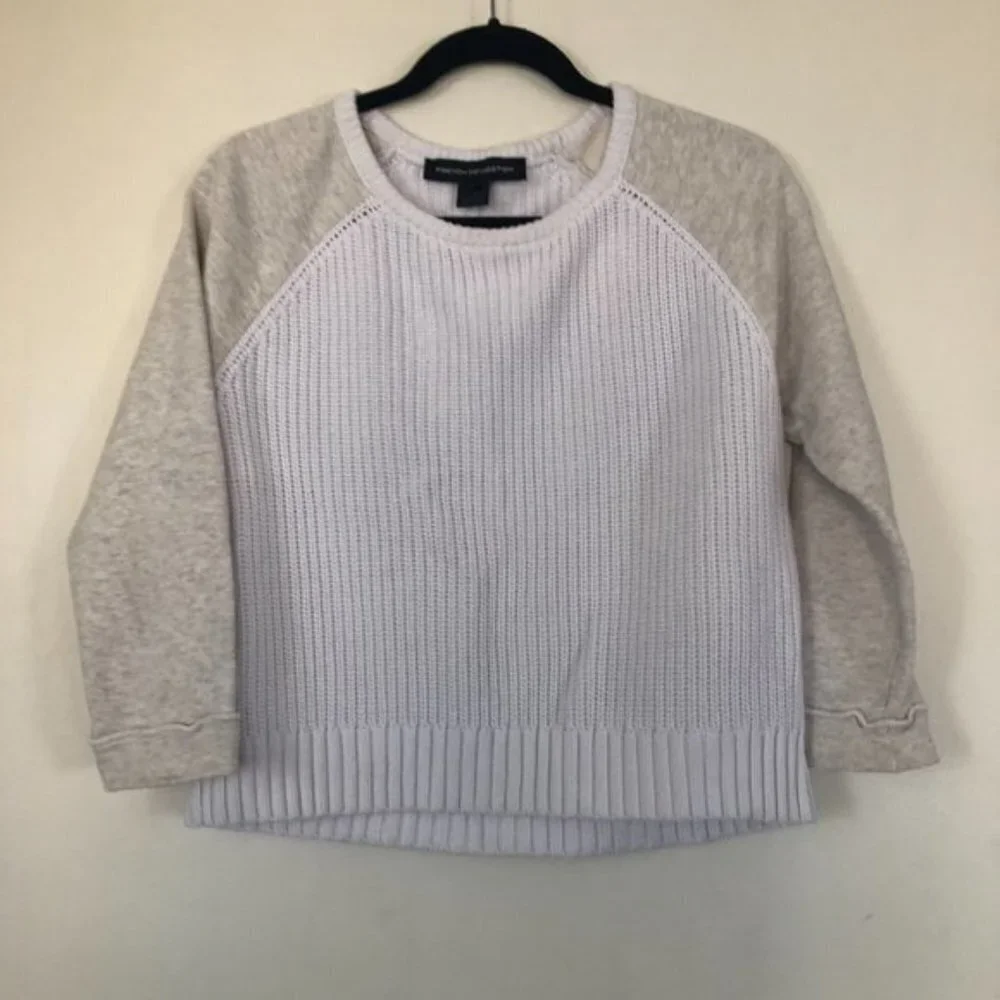 French Connection Knit Sweater- White/Gray- Size XS - Picture 5 of 6